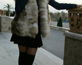 COYOTE FUR SHORT Vest!Brand New Real Natural Genuine Fur!