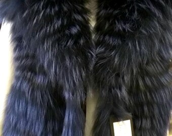 PURPLE HOODED FOX Fur Vest!Brand New Real Natural Genuine Fur