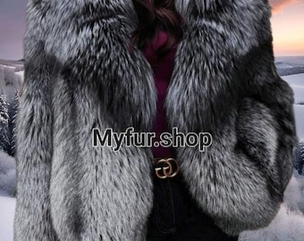 SILVER FOX Jacket!Fullpelts Brand New Real Natural Genuine Fur!