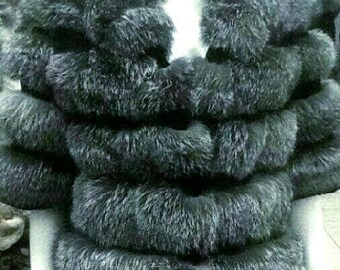 Hooded SILVER Fox jacket!Brand New Real Natural Genuine Fur