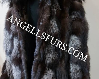 MEN'S SILVER FOX Fur Coat!Brand New Real Natural Genuine Fur!