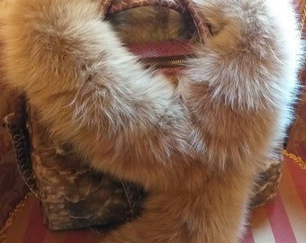 BEIGE color FOX SCARF!Brand New Real Natural Genuine Fur!