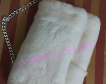 REX WHITE ENVELOPE Bag!Order Any color!Brand New Real Natural Genuine Fur!
