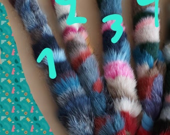 THREE MULTICOLOR FOX Trims-Scarves!Brand New Real Natural Genuine Fur!