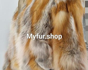 RED FOX BOMBER!Order Any color!Brand New Real Natural Genuine Fur