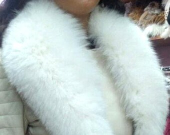 WHITE FOX COLLAR!Brand New Real Natural Genuine Fur!
