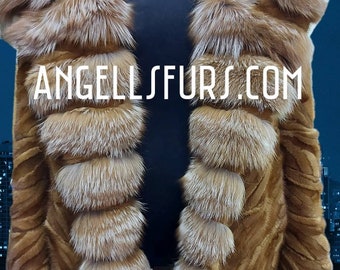 MEN'S MINK FUR a Longer Version Coat with Big Crystal Hood-Collar!Brand New Real Natural Genuine Fur!