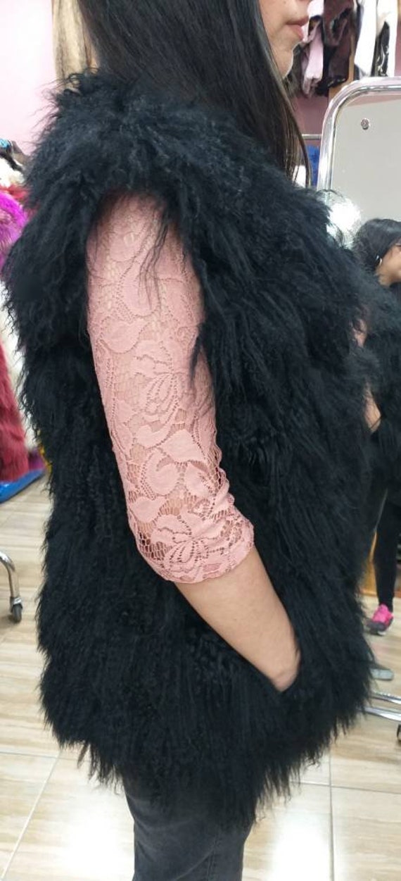 Mongolian lamb cheap fur vest