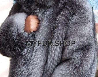 ΜEN'S SILVER FROST Fox!Fullpelts Brand New Real Natural Genuine Fur!