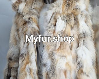 SALE!MEN'S HOODED Golden Fox Coat!Brand New Real Natural Fur