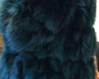 GREEN FOX FUR Coat!Brand New Real Natural Genuine Fur!