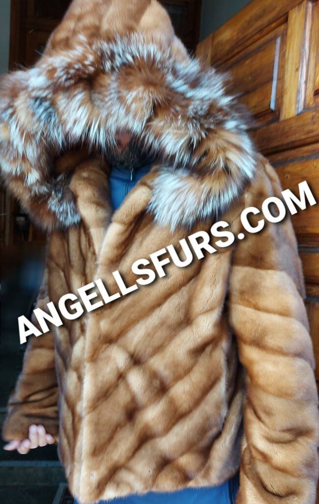 MEN'S MINK CHEVROLET style Jacket!Brand New Real Natural Genuine Fur!