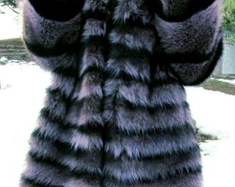 RACCOON HOODED Fur Coat!Brand New Real Natural Genuine Fur!