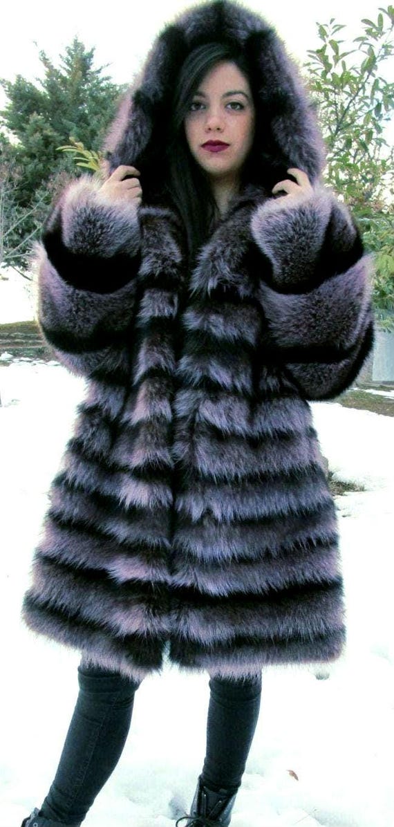 ラクーンフード付きファーコート！新品本物の天然本毛皮！ - Etsy 日本