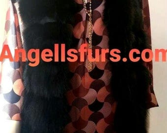 BLACK FOX Fur Vest!Order Any color!Brand New Real Natural Genuine Fur