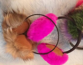 New!Natural Real Fur Earmuffs in ALL COLORS!