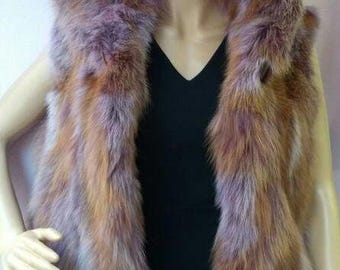 LILAC color Fox Fur Vest!Brand New Real Natural Genuine Fur