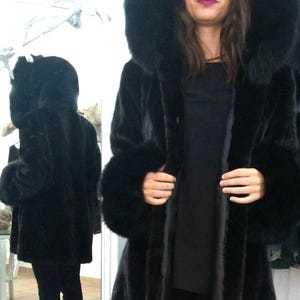 HOODED MINK FUR Coat!Brand New Real Natural Genuine Fur!