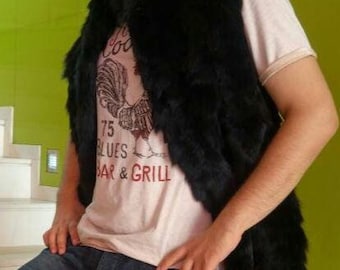 MEN'S RACCOON VEST!Brand New Real Natural Genuine Fur!