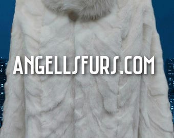 MEN'S MINK Fur Jacket with FOX collar!Brand New Real Natural Genuine Fur!