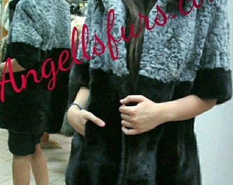Mink and Astrakhan Fur combination short sleeve jacket!Brand New Real Natural Genuine Fur