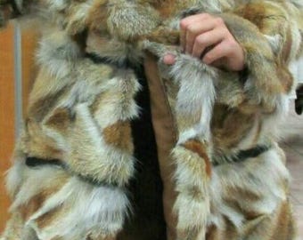 HOODED RED FOX Long coat!Brand New Real Natural Genuine Fur!