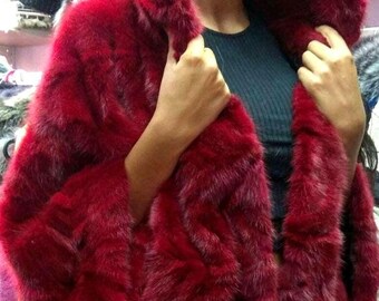 MINK CAPE!One Size!Brand New Real Natural Genuine Fur!
