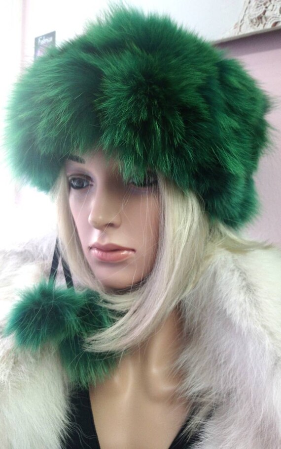 green fur hat