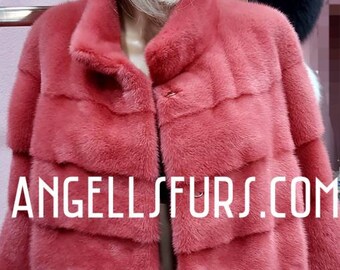 CANDY PINK Fullpelts MINK fur jacket! Order Any color!Brand New Real Natural Genuine Fur!