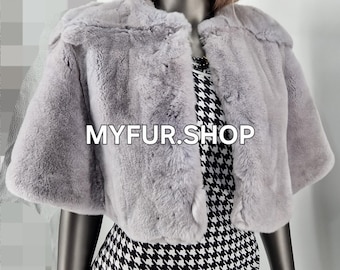 SALE! REX FUR Sleeveless Short Mini Cape!Order Any color!Brand New Real Natural Genuine Fur!