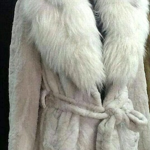 Sheared MINK Fur with Fox Collar!Brand New Real Natural Genuine Fur