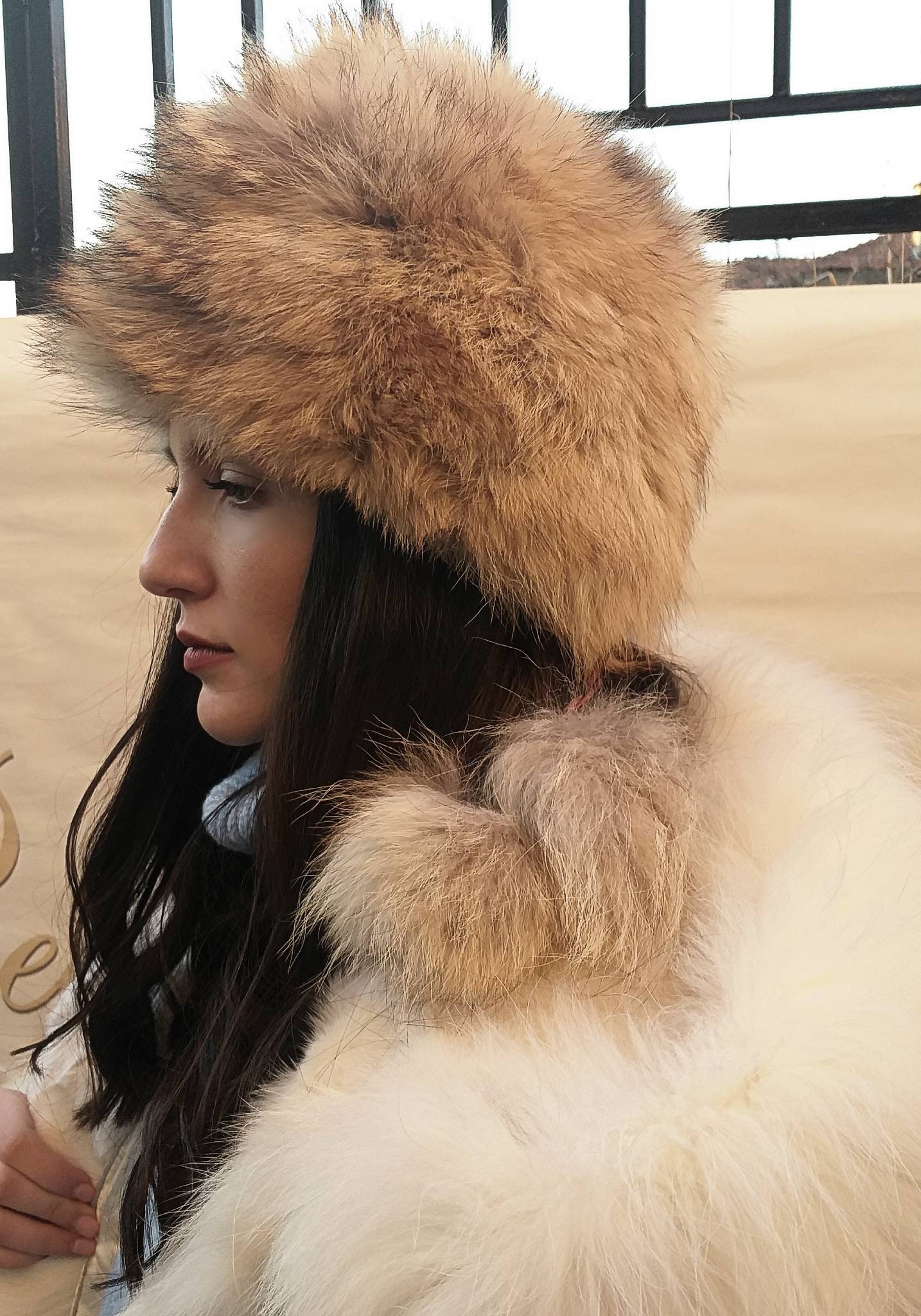 New!Natural,Real Coyote One size Fur HAT!