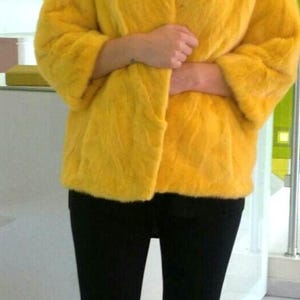 GELBE NERZ FUR Jacke!Bestellen Sie jede Farbe!Brand New echten natürlichen echten Pelz!