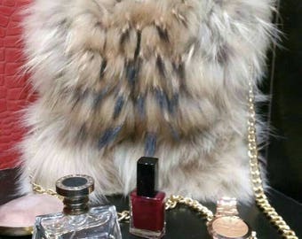 COYOTE CROSSBODY Fur Bag!Brand New Real Natural Genuine Fur!