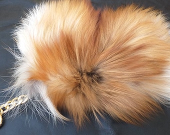 TWO RED FOX Fur Wallet-Keychain-mobile case!Brand New Real Natural Genuine Fur