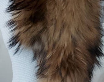 FINN RACCOON SCARF!Brand New Real Natural Genuine Fur