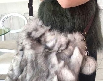BLUE FOX Fur Bag!Brand New Real Natural Genuine Fur