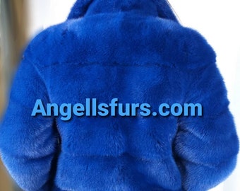 ROYAL BLUE MINK Fullpelts jacket! Order Any color!Brand New Real Natural Genuine Fur!