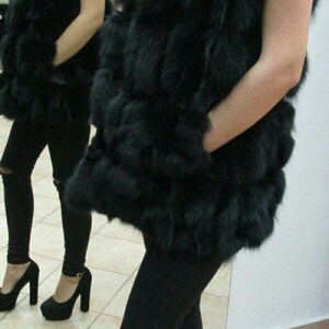 BLACK FOX VEST!Brand New Real Natural Genuine Fur
