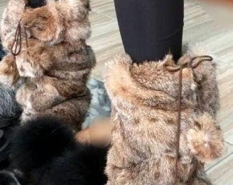 RABBIT FUR LEGWARMERS!Brand New Real Natural Genuine Fur!