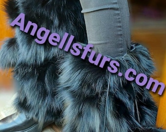 Black FOX LEG WARMERS!Order Any color!Brand New Real Natural Genuine Fur!