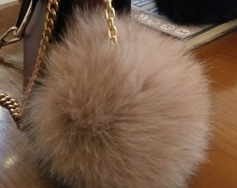 3 ITEMS of FOX POMS keychains!Brand New Real Natural Genuine Fur!