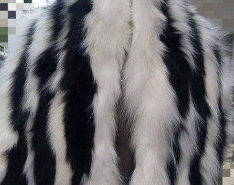 BLACK and WHITE  Fox collar-Scarf!Brand New Real Natural Genuine Fur!