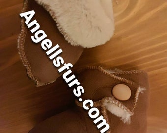 KID'S SHEEPSKIN SLIPPERS!Unisex!Brand New Real Natural Genuine Fur!