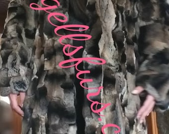 DOUBLE FACE Rex Fur and  GABARDINE Coat!Brand New Real Natural Genuine Fur