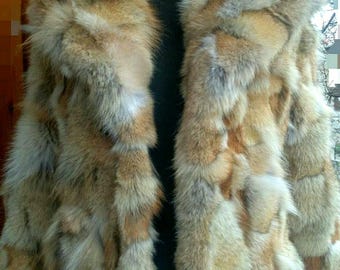 RED FOX Waisted jacket with Large collar!Brand New Real Natural Genuine Fur!