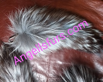 FOX POM tail-keychain in Beautiful Natural Silver Fox  colors!