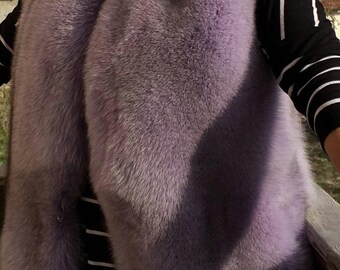 LILAC FULLPELT FOX Vest!Brand New Real Natural Genuine Fur