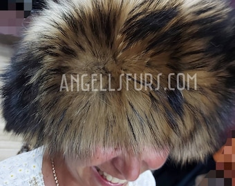 FINN RACCOON Fur HEADBAND!Brand New Real Natural Genuine Fur!