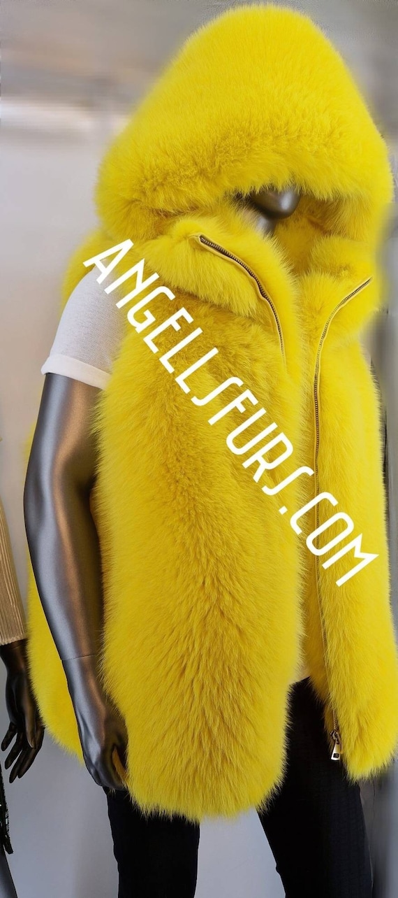Yellow fur shop vest